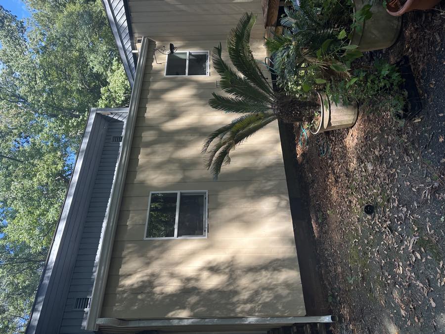 A washed exterior wall and trim